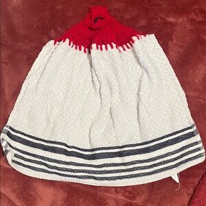 Red and White Towel with button